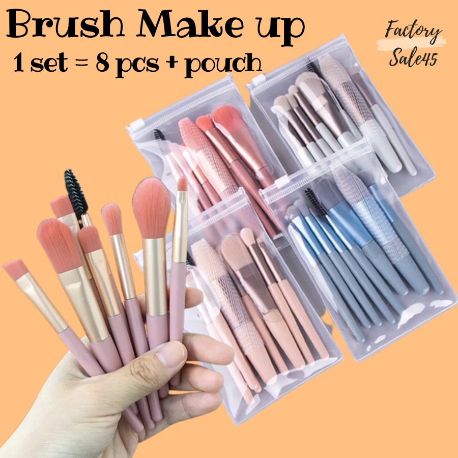 Mini Brush Kuas Makeup Free Pouch Brush Makeup Powder Eye Shadow Foundation Blusher Blending Beauty F595