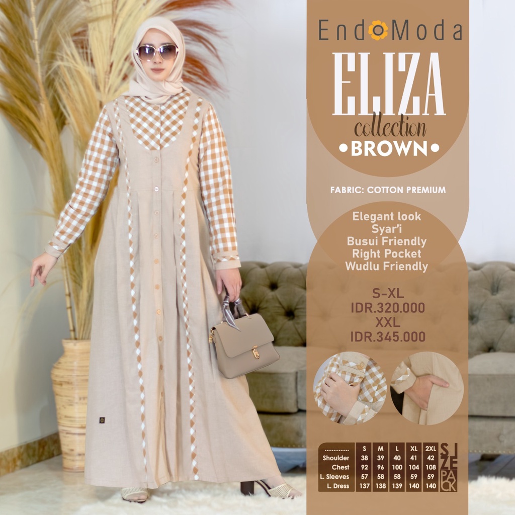 Endomoda Eliza Gamis Wanita Muslimah Dress Bahan Cotton Premium Formal Outfit