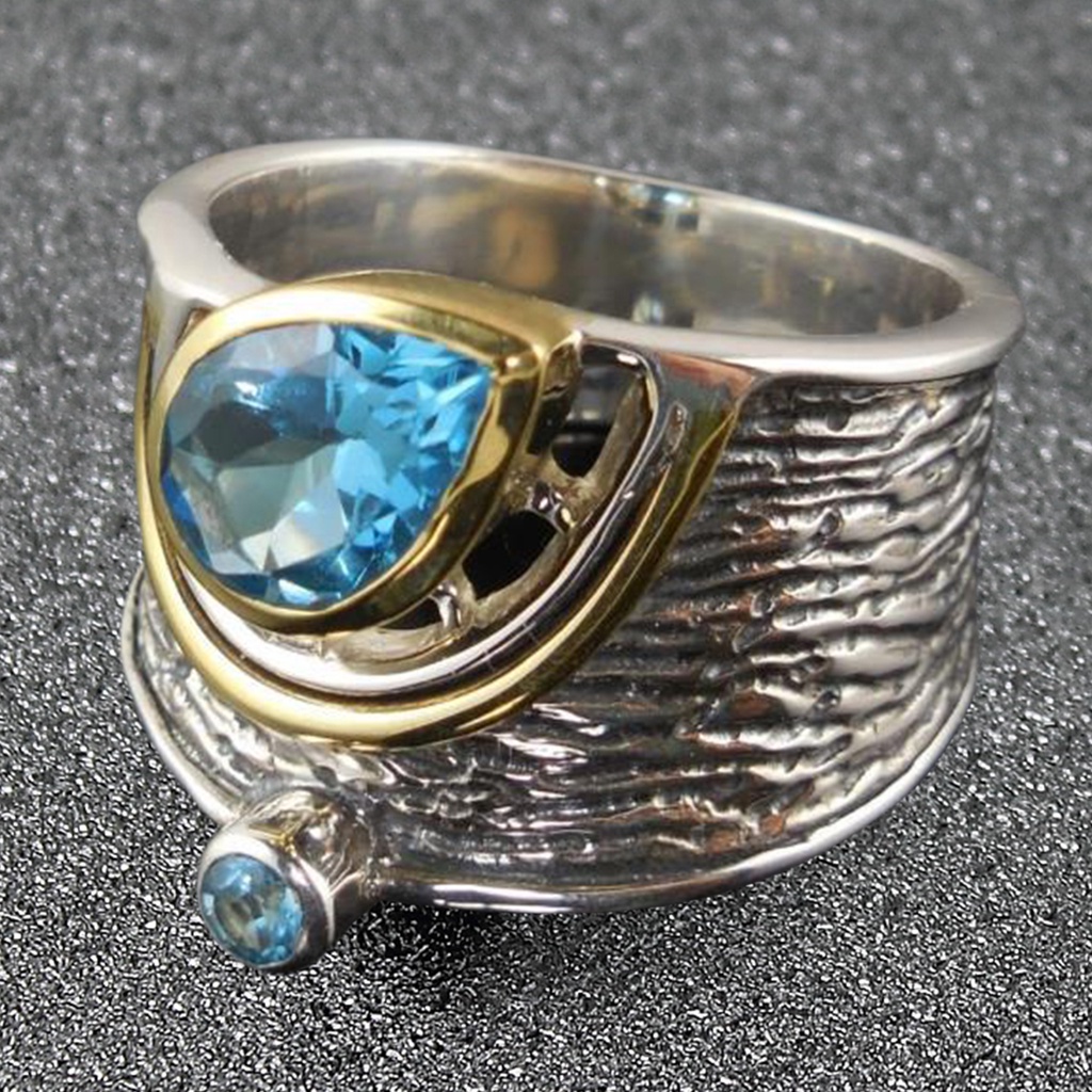 Hu Hu Hu Hu Hu Alat Bantu Pasang Kacamata♡ Cincin Lebar Bentuk Tetesan Air Hias Batu Permata Imitasi Gaya Etnik Untuk Unisex