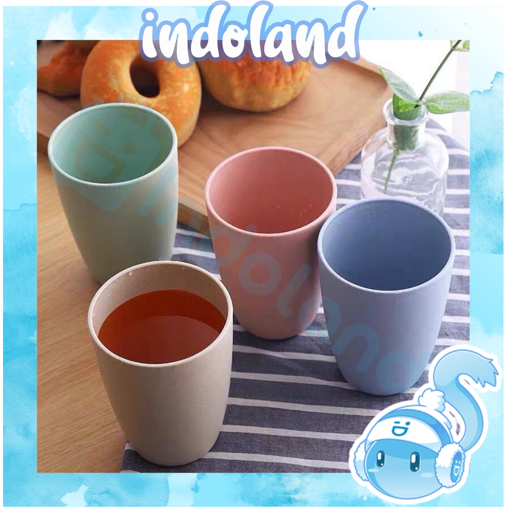 ☀ INDOLAND ☀ Gelas Wheat Straw Kopi Mug Cangkir | Gelas Gandum Kokoh | BPA Free R653