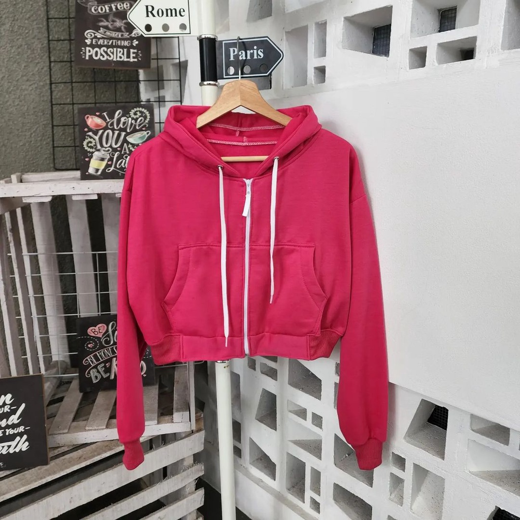 ZIPPER CROOPE SWEATER - SWEATER HOODIE CROOPE / SWEATER ATSAN WANITA TERBARU / SWEATER KOREAN STYLE - SWEATER TERBARU - HOODIE FASHION WANITA KEKINIAN - SWEATER OOTD WANITA TERBARU