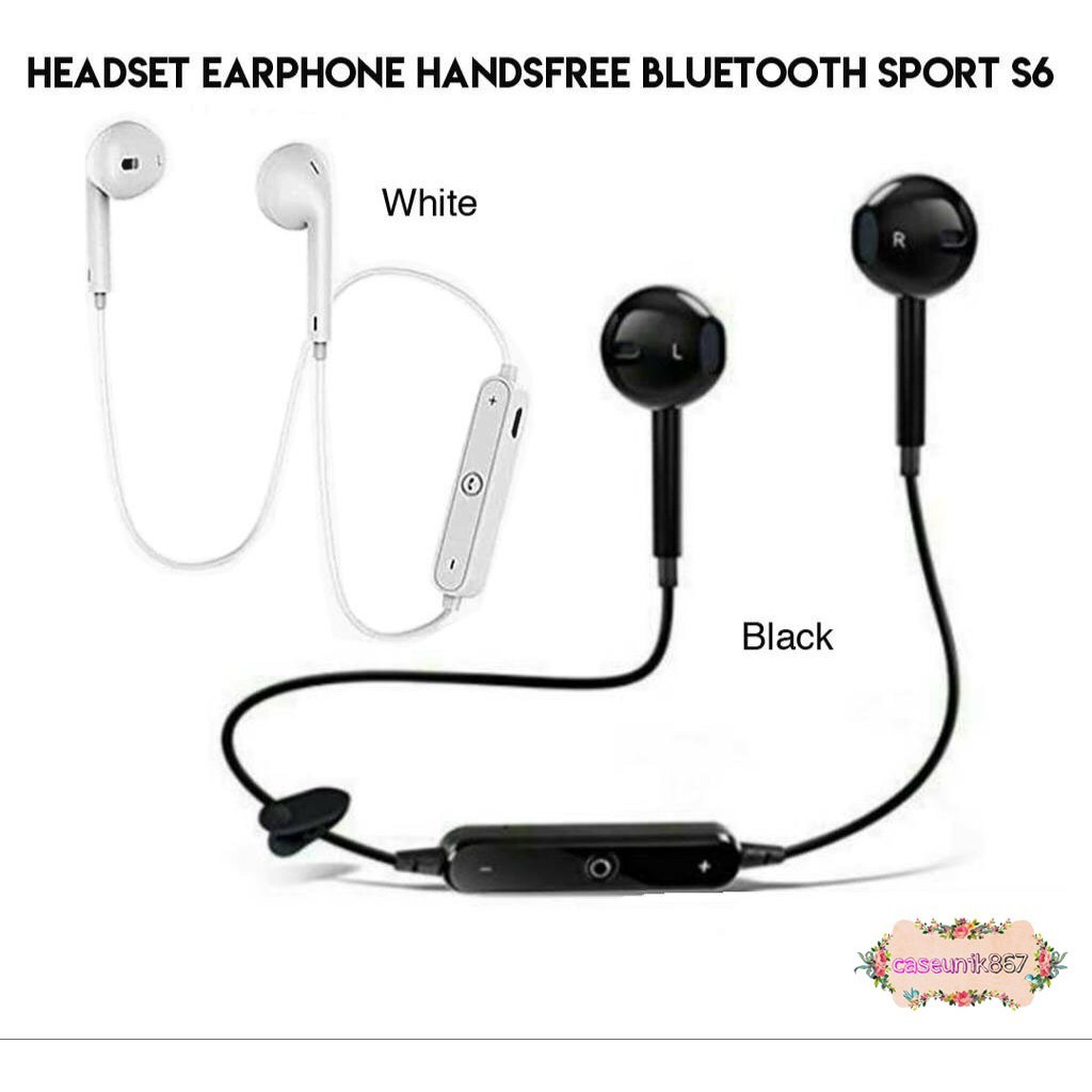 S6 Headset Headsfree Hf bluetooh tali sport super bAss wireless earphone CS2230