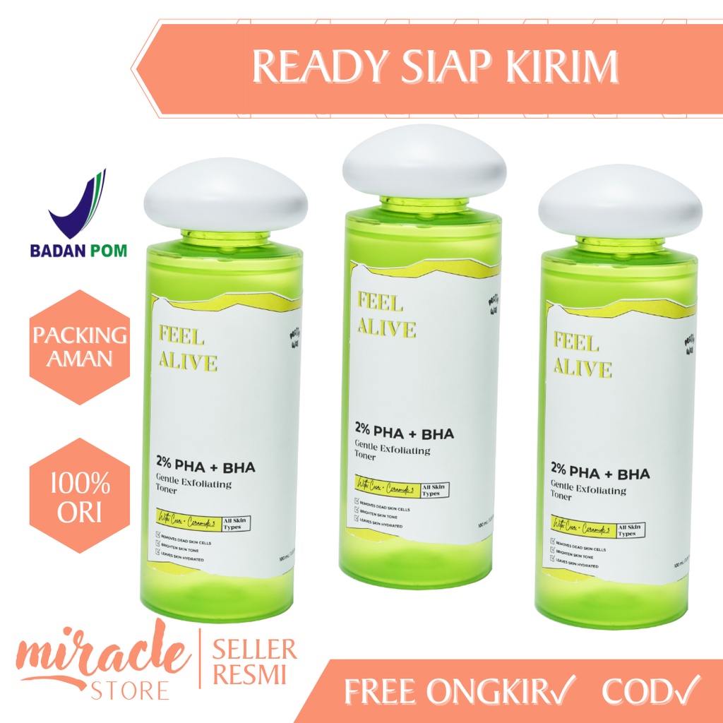 READY! GENTLE EXFOLIATING TONER FEEL ALIVE PRETTYWELL 100ML EXFO TONER PRETTY WELL 2% PHA AND BHA EX