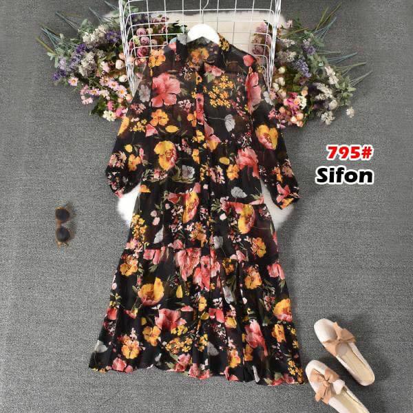 705# dres KOREA fashion import/ dres baju terbaru//fashon korea motif bunga