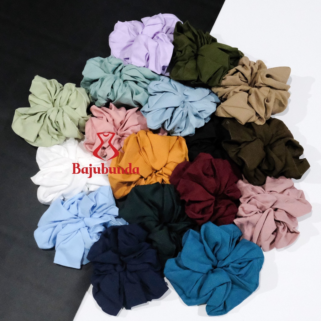 BAJUBUNDA - Scrunchie Jumbo Polos / Scrunchie Big Size / ikat Rambut Wanita / Pita Rambut