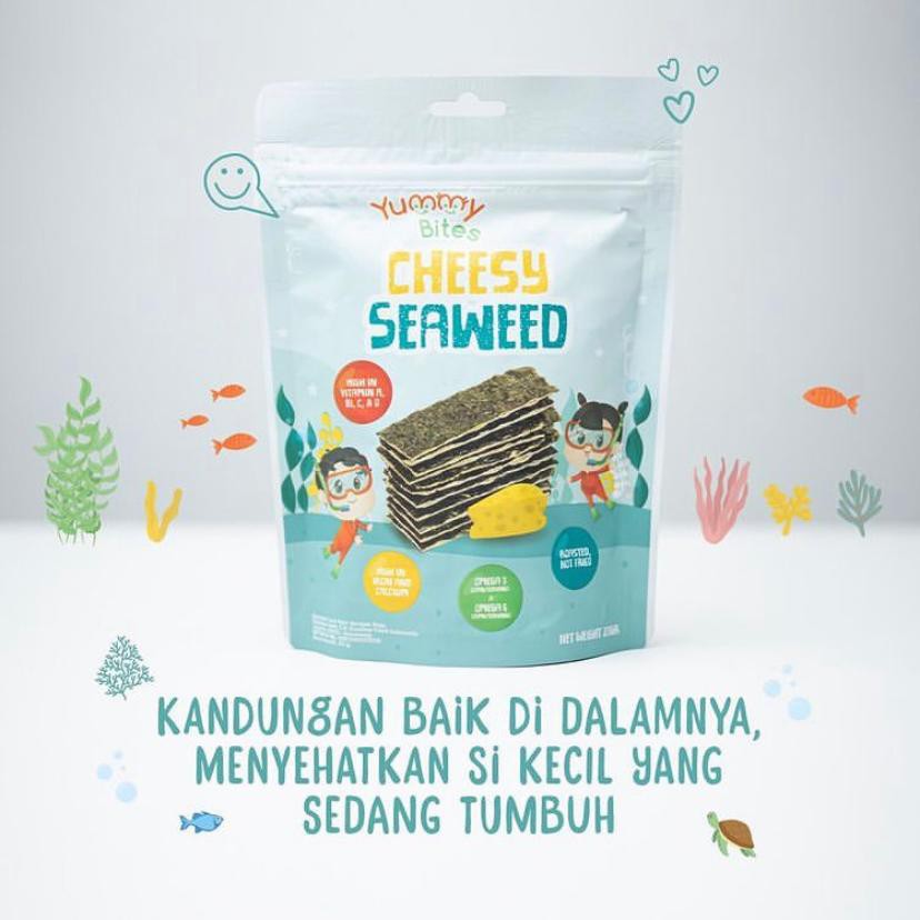 yummy bites Cheesy Seaweed 20 gr cemilan Snack Anak / yummy bites / snack bayi / snack anak / cemilan anak / cemilan bayi / cemilan bayi seaweed / snack rumput laut / snack sehat / non pengawet / anti gtm