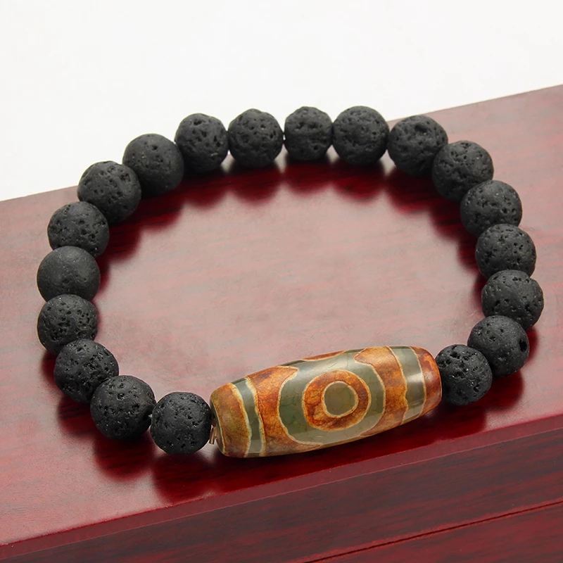 [Women &amp; Men Natural Lava Volcanic Stone Agate Beads Bracelet] [Stress Relief Healing Chakra Yoga Lucky Bracelet] [Jewellery Accessories Gifts]