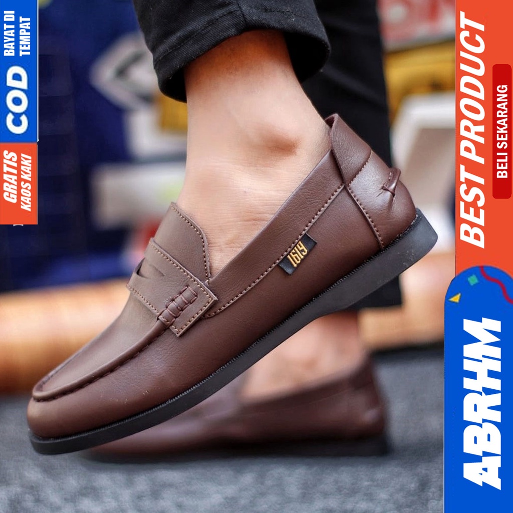 Abrhm Pecco - Sepatu Formal Pria Pantofel Hitam