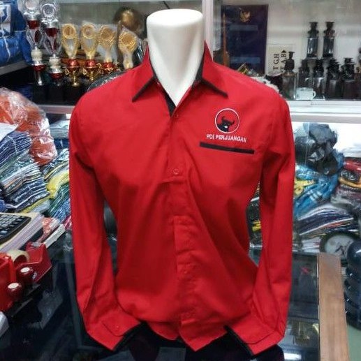 baju seragam kemeja PDI perjuangan lengan panjang