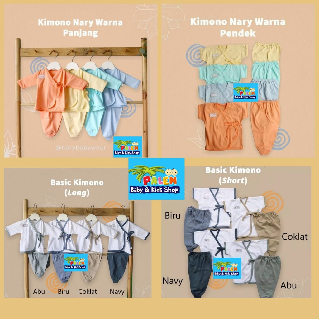 nary setelan pendek , panjang , baju pendek+celana panjang kimono bayi newborn isi 4pcs/2PCS