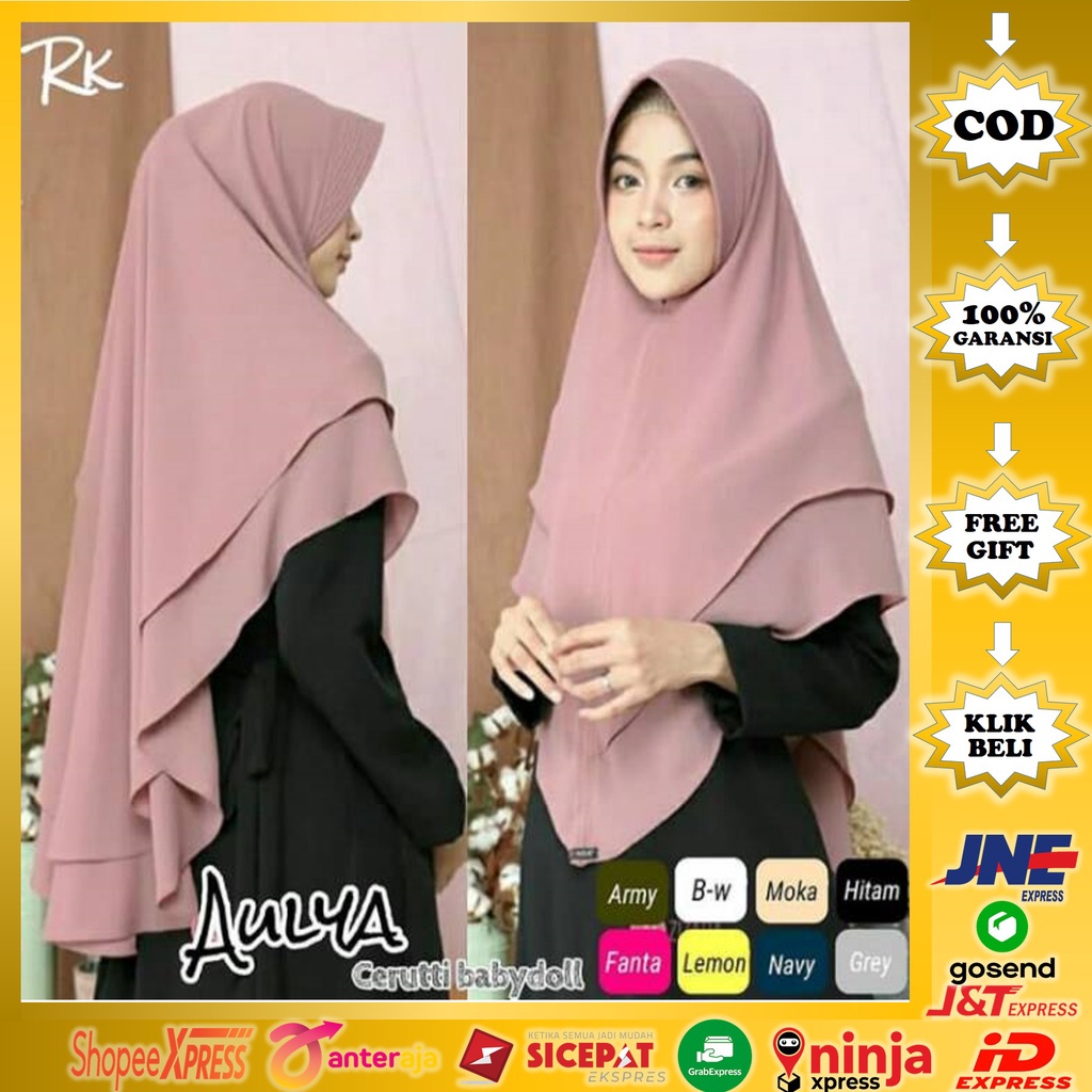 Hijab Syari Kerudung Instan Terbaru Jilbab Khimar Pet Antem Ceruti Babydoll Premium Fashion Remaja