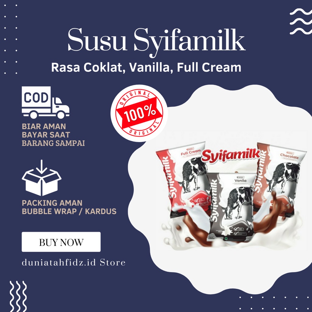 

Susu Sapi Syifamilk Best Seller, Susu Coklat, Susu Vanilla, Susu Full Cream, Susu Anak, Susu Dewasa, Susu Penggemuk, Susu Diet, Susu Bubuk