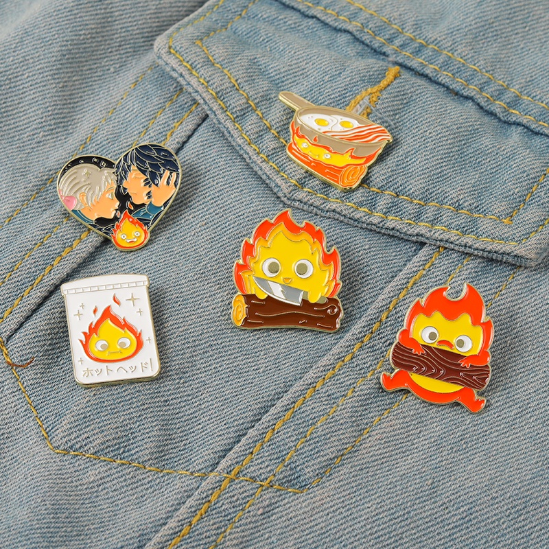 Bros Pin Enamel 5 Gaya Desain Anime Flame Elf Untuk Koleksi