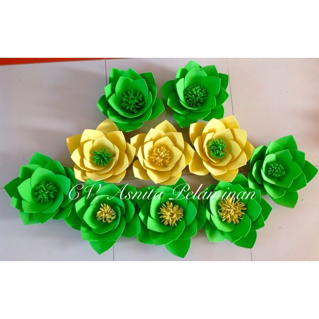 bunga spons karet warna dekorasi pelaminan