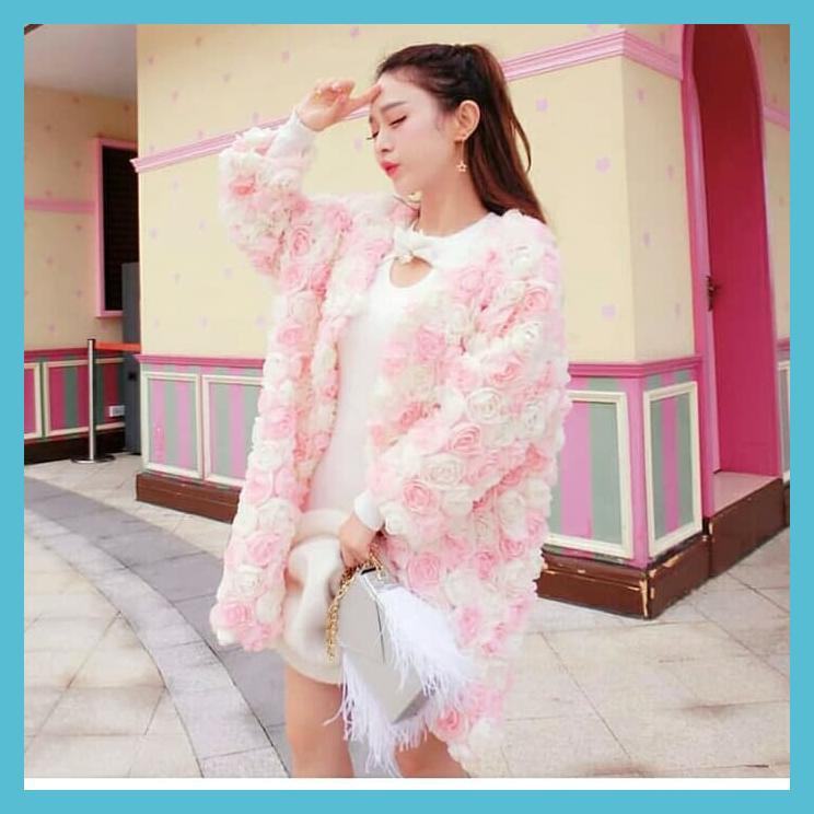 COAT TEBAL PREMIUM WANITA -SUN50 - MERAH MUDA