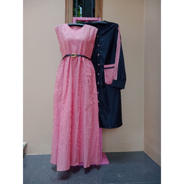 GAMIS SET OUTER FREE IKAT PINGGANG BAHAN MIX SHAKILA PREMIUM TERMURAH