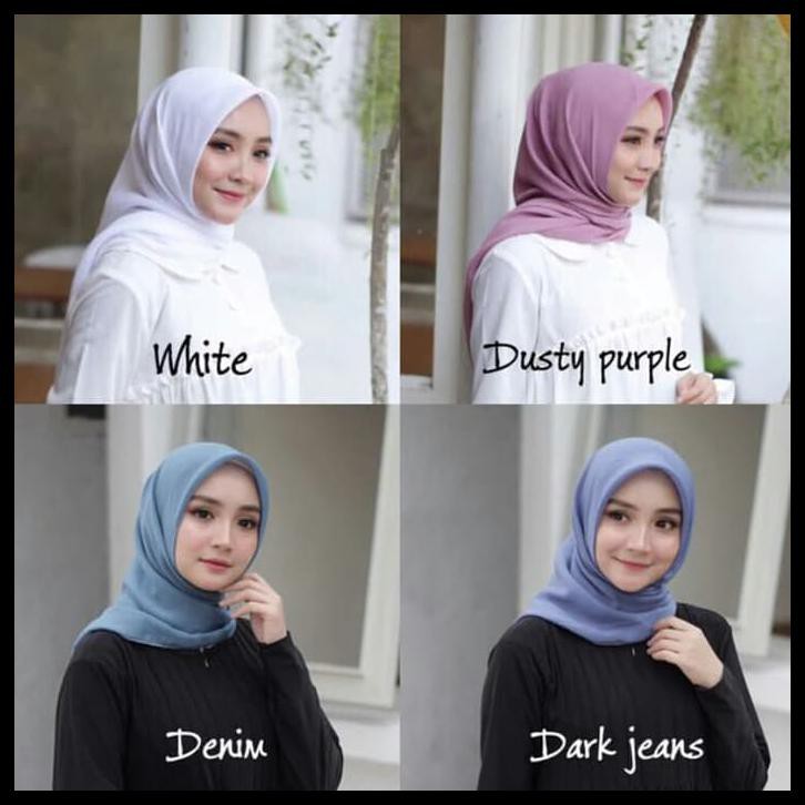  Jilbab Bella Square Warna Beige Voal Motif