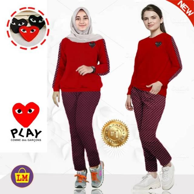  Baju  Setelan Olahraga Senam  Training Wanita Santai PLY XL 