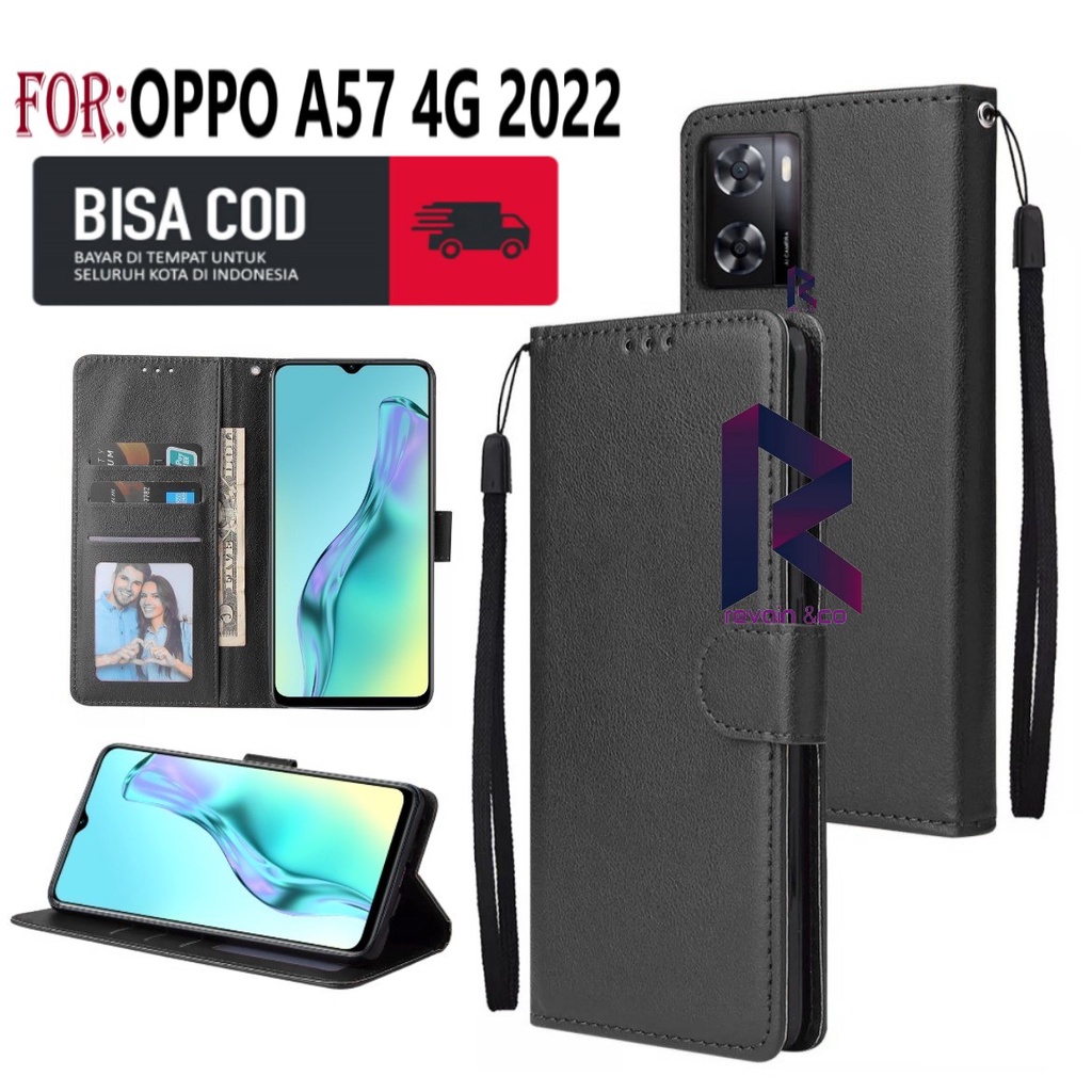 FLIP COVER NEW OPPO A57 2022 CASING DOMPET FLIP WALLET LEATHER KULIT PREMIUM SARUNG BUKA TUTUP FLIP CASE OPPO A57 4G 2022