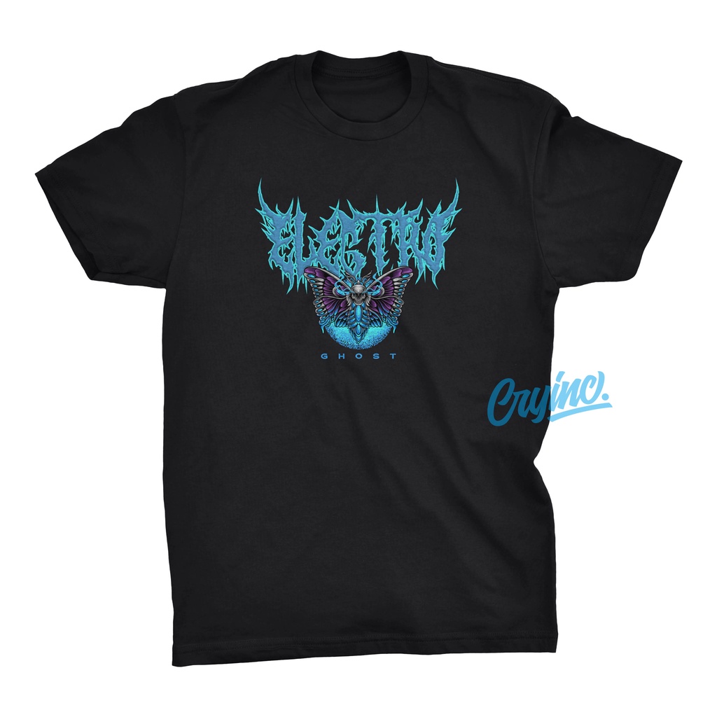 Kaos Electroghost Butterfly Skull Kaos Distro Cotton Combed Premium Original