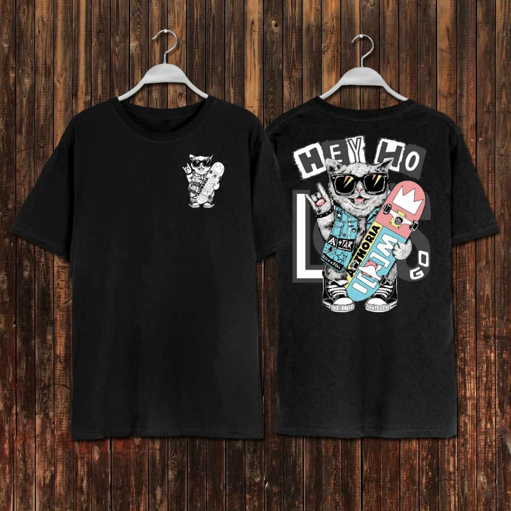 Kaos Tshirt Pria Terbaru Samurai Jepang Hey Ho Warna Hitam Distro Lengan Pendek Motif Sablon Bergambar Keren