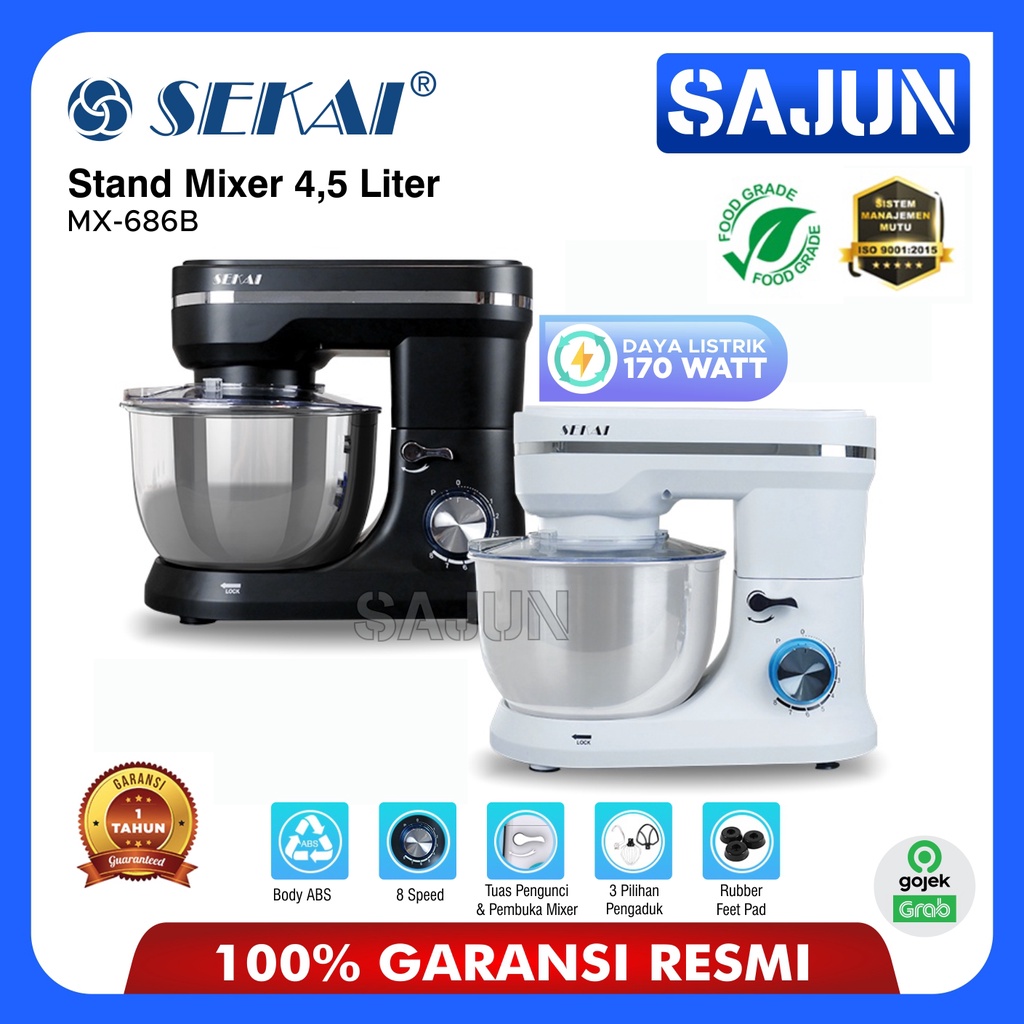 SEKAI Stand Mixer 4,5 Liter MX686B Pengaduk Adonan Low Watt MX 686B