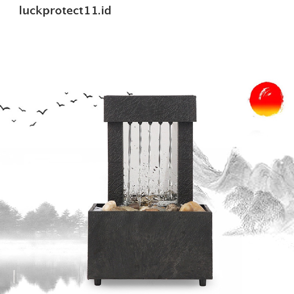 //HG&amp;ID// Waterfall Scene Tabletop Feng Shui Meditation Waterfall Fountain Tabletop Desk .