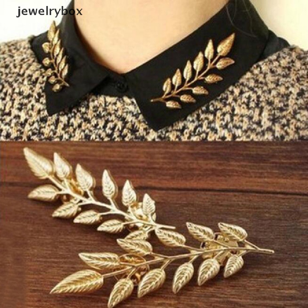 [jewelrybox] 1pasang Pohon Halus Daun Bros Pin Jean Kemeja Jas Kerah Pin Retro Broche Boutique