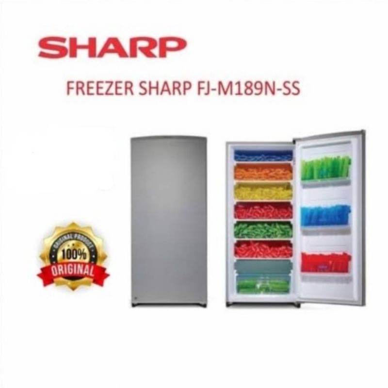 FREEZER SHARP 6 RAK FJ-M189NSS SILVER STANDING FREEZER