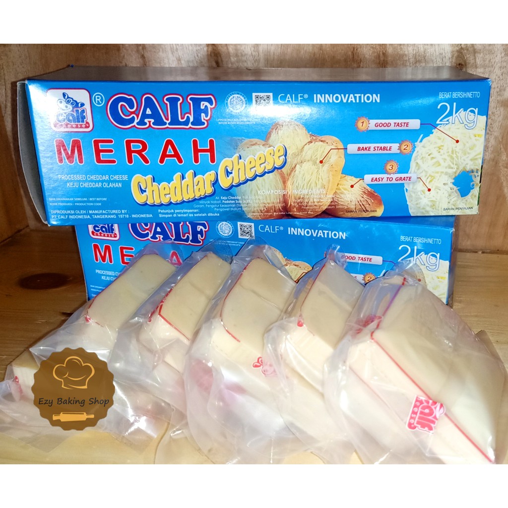 Keju Cheddar Calf Merah Potong 160-170gr