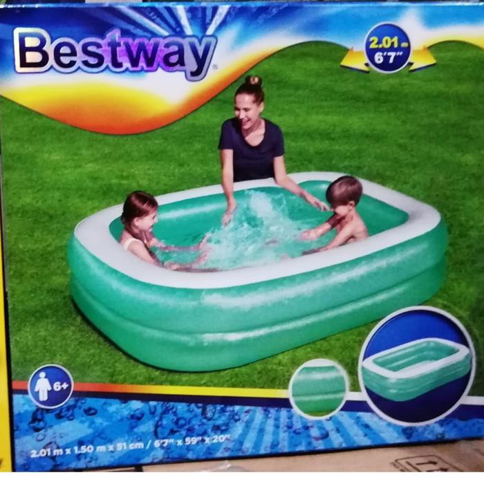 PROMO Bestway KOLAM Renang Karet Anak &amp; Keluarga Rectangular Ukuran Besar 54005 Hijau - 54346 Biru