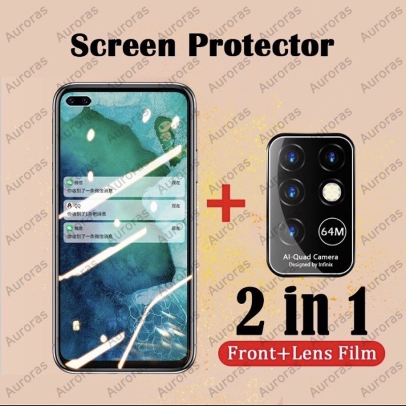 Tempered Glass Full Lem Infinix Note 8 New + Tg Camera Lensa 2 in 1