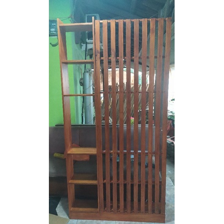 rak penyekat ruangan dari kayu minimalis termurah