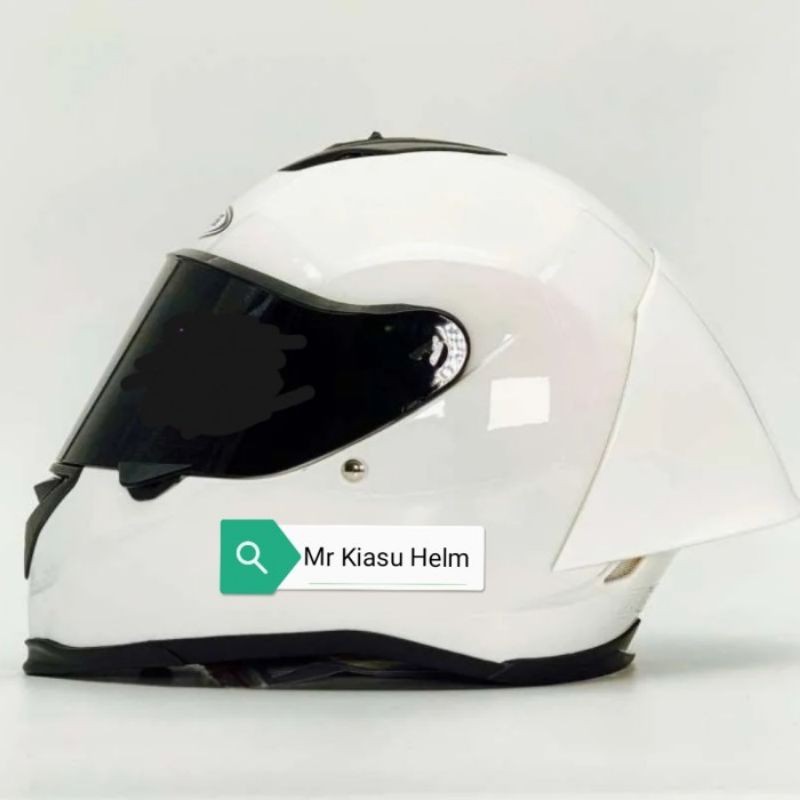 HELM BIG SIZE XXL BESAR ZEUS 822 ZS822 white putih SPOILER FLAT VISOR full face ddring kyt tt course