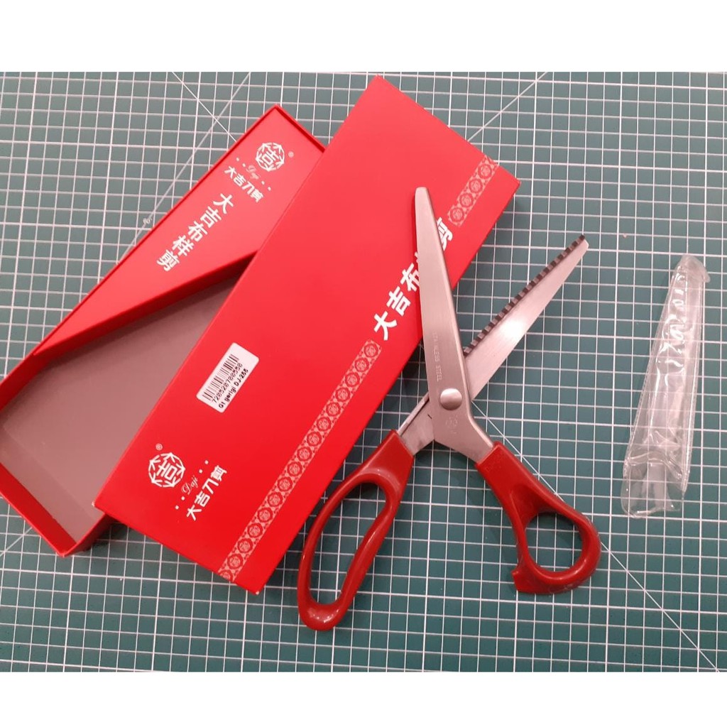 Gunting Daji 255 Merah / Gunting Kain Zig Zag / Gerigi Stainles Steel