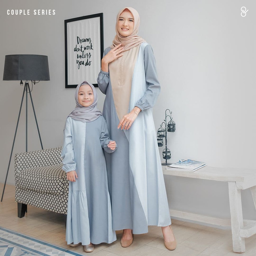 Gamis Couple Ibu dan Anak Perempuan Muslim Terbaru Modern Syari RAIDA YUMNA ORI by Sylla Hijab