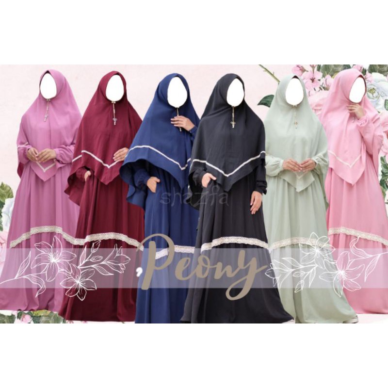 Gamis Set Syari Peony by Shazfa