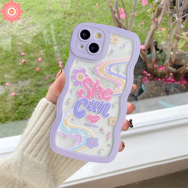 Wavy Edge Soft Case Realme C55 C53 C35 C12 C25s C25 C11 2021 C25Y C20 C15 C20A C3 5i 6i C21Y C20A C11 5 5s C1 Warna Warni Pelangi Kata Inggris TPU Back Case Cover