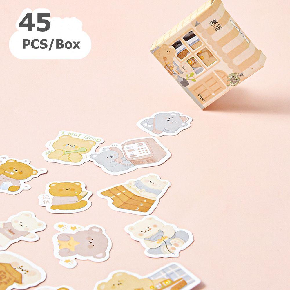 Solighter 45PCS/Box Kawaii House Stiker Jurnal Memo Pads Notes Kalender Perekat Scrapbooking