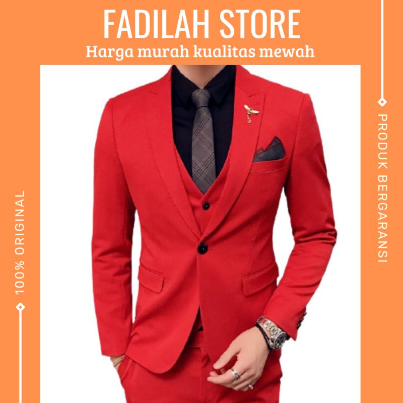 JAS BLAZER PRIA SLIMFIT MERAH CABE