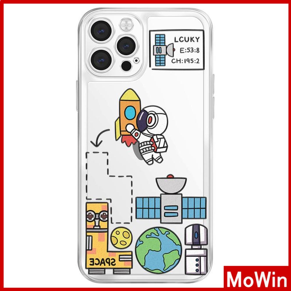 Soft Case Silikon Transparan Motif Roket Astronot Untuk iPhone 13 Pro Max 12 Pro Max 11 7 Plus