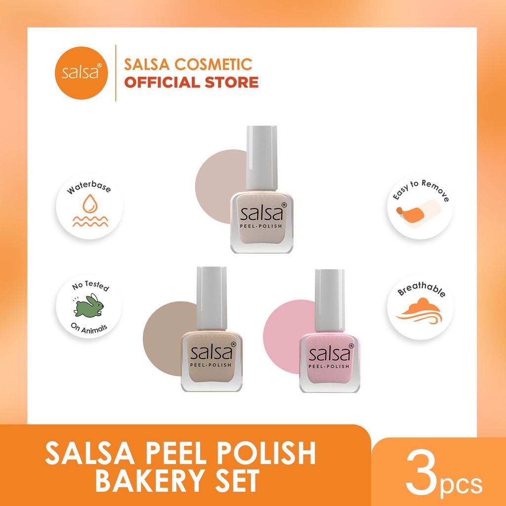 SALSA Peel Polish Indonesia / Kutek Halal Peel Off Lupas Breathable Hijab Friendly 10ml / Cat Kuku Nail / Florish Coffee Bakery Candy Art Salon / Matte Glossy Nude Bening Hitam Putih / Satuan Full Set Paket Lengkap / Cosmetic Beauty Tools Varnish Aseton