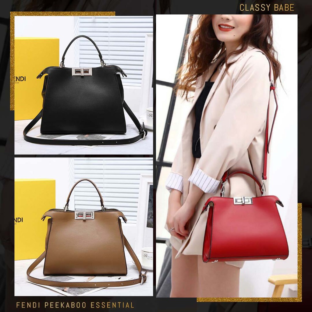 TAS FENDI PEEKABOO ESSENTIAL 26CM + BOX IN FAUX CALF LEATHER (SEMI PREMIUM AAA) (CB-5264) Limited