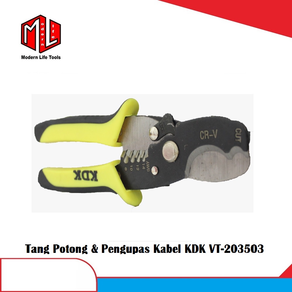 Tang Potong dan Kupas Kabel Dual Cable Cutting Stripping 7inch KDK