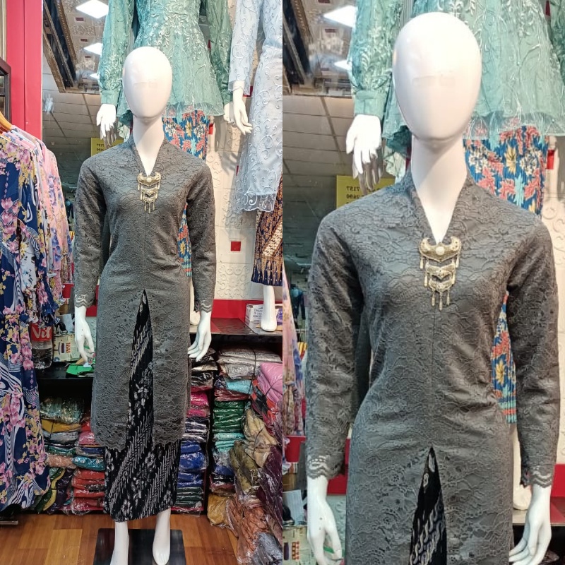 Satu setel kebaya moderen bahan tulle lengan panjang ukuran m l xl xxl-2