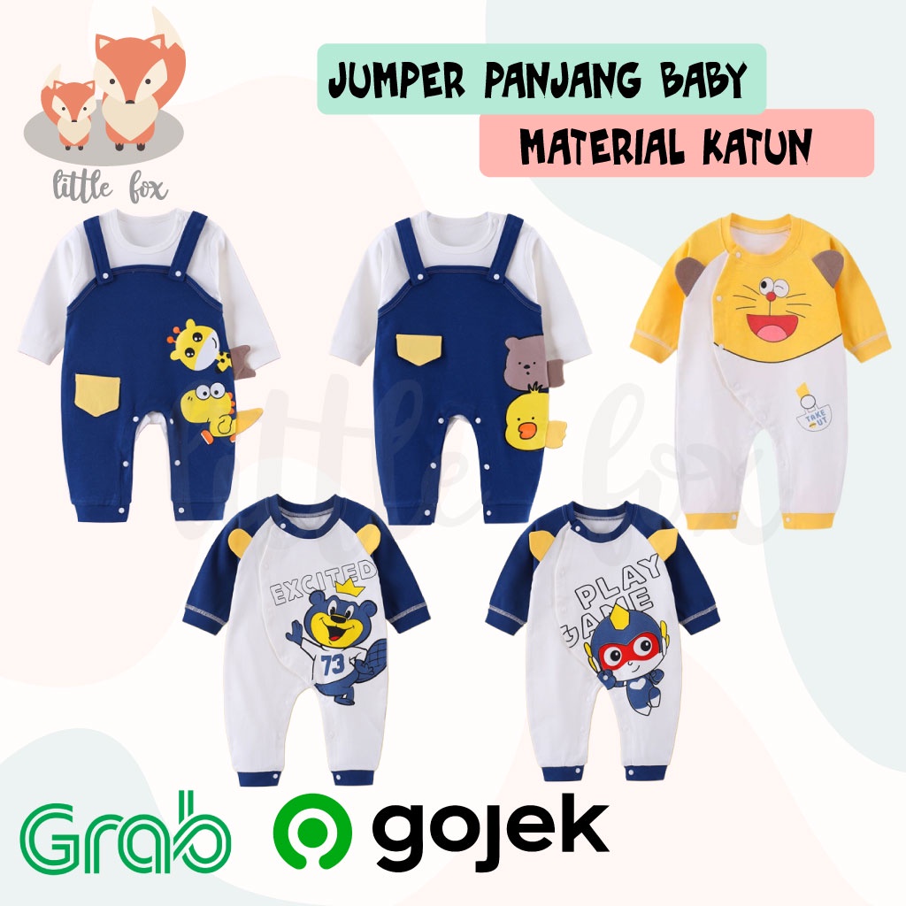 JUMPER PANJANG BABY / ONESIES ANAK COWOK CEWEK MATERIAL KATUN LUCU BAJU KODOK