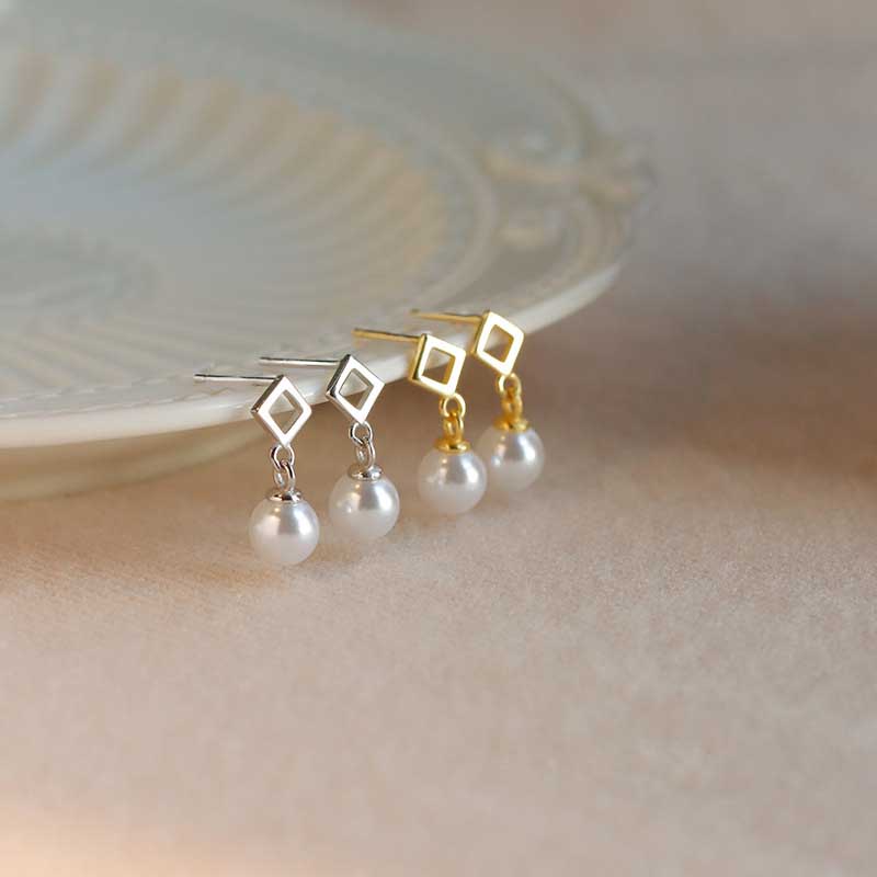 Jatuhkan Anting Mutiara S925 Perak Emas Aksesoris Perhiasan Fashion Wanita Anting Pejantan Earrings