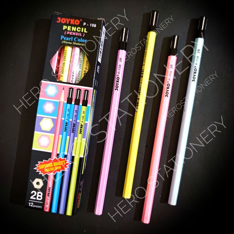 

Pensil 2B pencil joyko warna mutiara P-108 . 12 unit