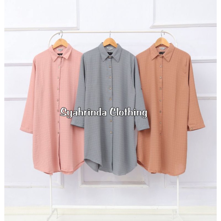 Long Tunik Kemeja Katun Polos ada Jumbo Kantor Premium Basic Plain Long Shirt Kemeja Panjang Katun Krinkel Casual Shirt