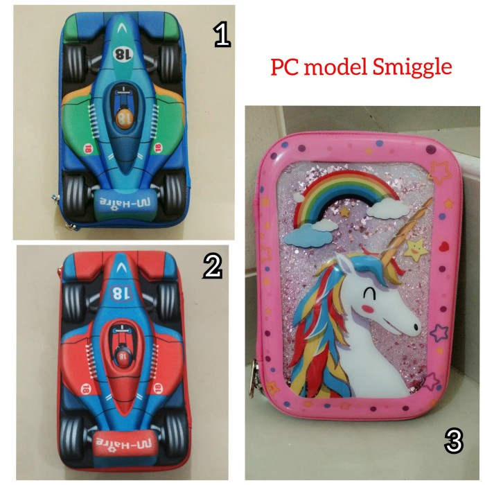 

[GRATIS ONGKIR] tempat kotak pensil hardcase EVA model Smiggle anak unicorn Mobil - Biru TERJAMIN